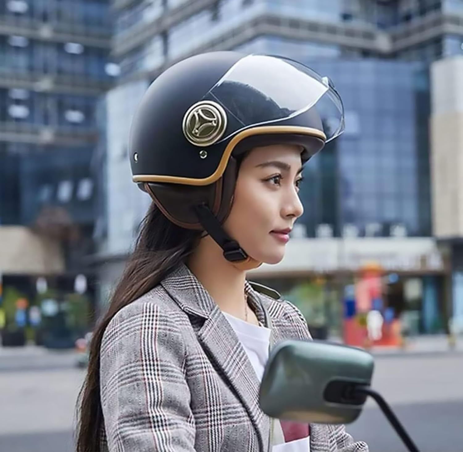 Open Face Helmet Adult Motorcycle Half Helmet with Sun Visor Moped Helmet Men'S Women'S Scooter Electric Motorcycles Helmets - ECE Approved B,54-61CM