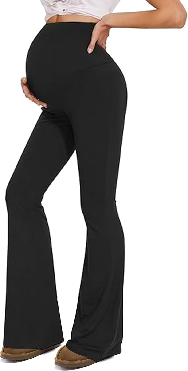 Rheane Buttery Soft Maternity Flare Leggings over the Belly/High Waisted Bell Bottom Pants for Yoga Casual Lounge image number 5