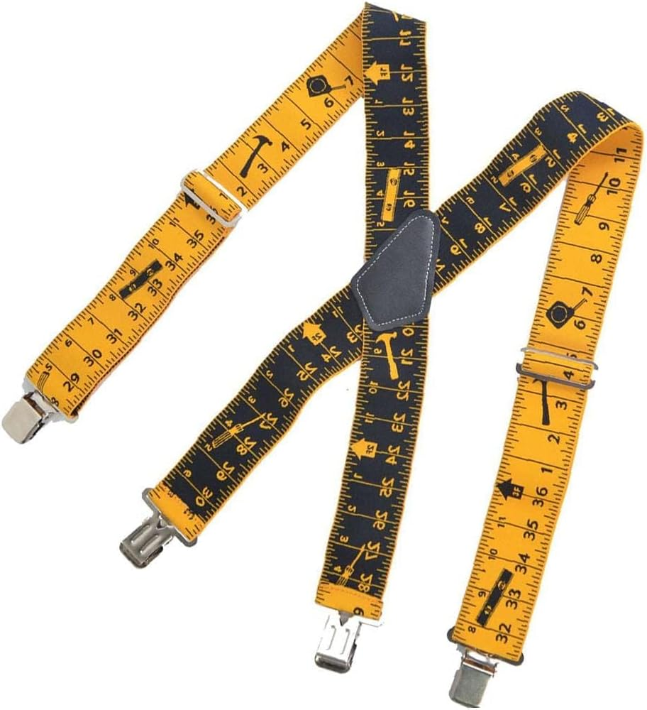 Heavy Duty Braces Work Tool Belt,Suspenders with Strong Clips Adjustable Straps X Shape Comfortable Braces for Men Women Clear Scale