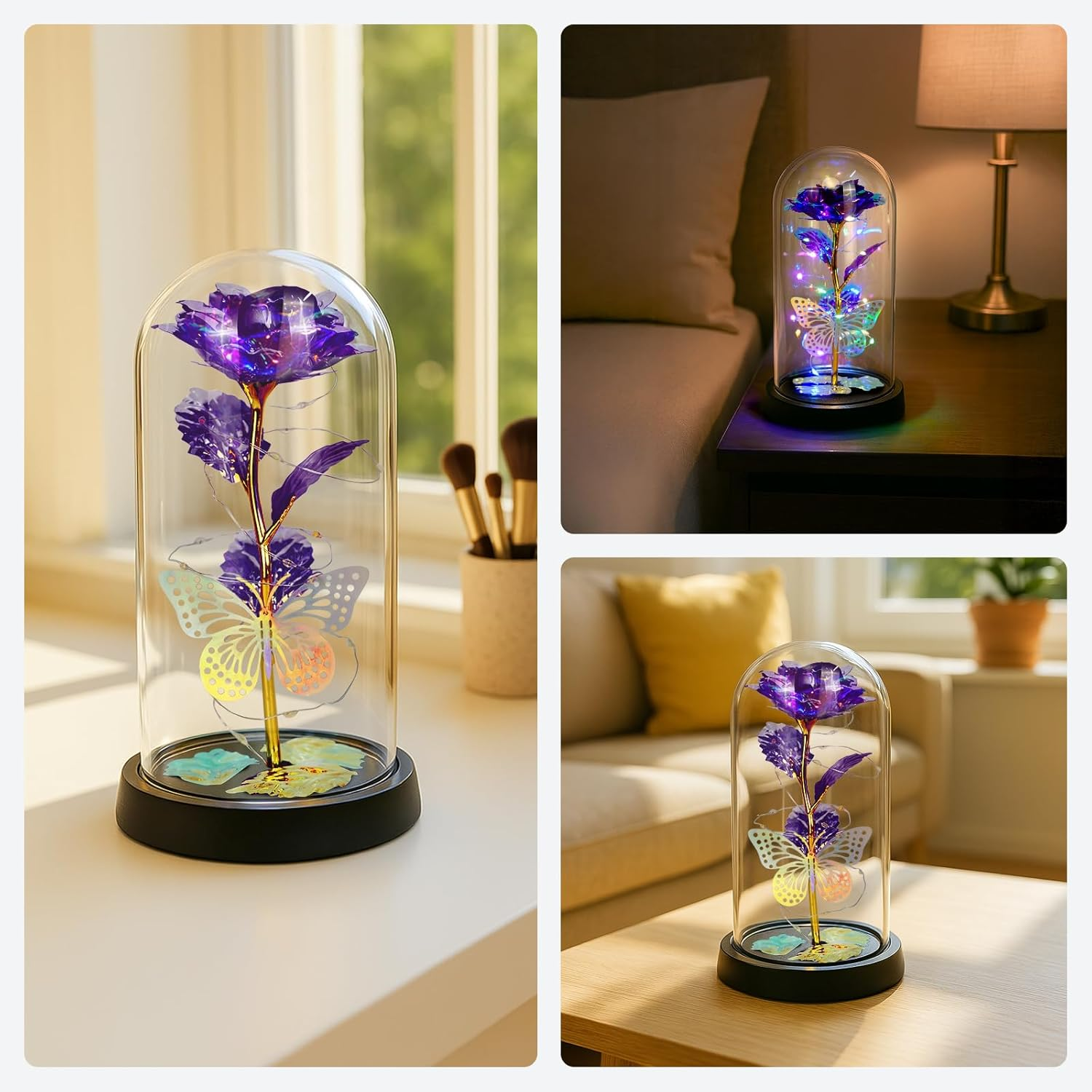 LIAN Rose Flower for Women, Forever Rose Flower Lamp, Mothers Day Flowers for Mom, Birthday Gifts Women, Rose Gifts. Valentine'S Day, Mother'S Day, Christmas, Anniversary, Birthday Gifts.