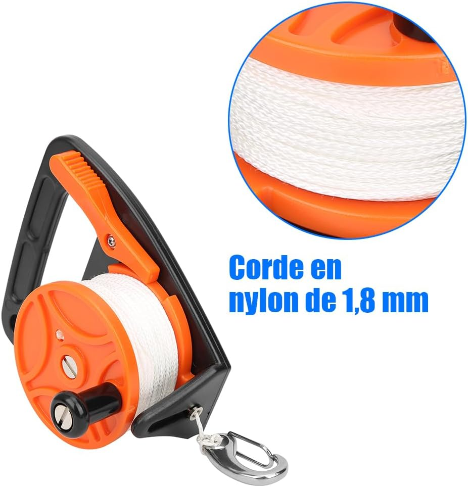 Lwuey Scuba Dive Reel, 150Ft Dives Reel with Thumb Stopper Finger Spool Float White Line Spearfishing Spool Diving Equipment Underwater Safety Handle Stop Switch Wreck Snorkeling Canoe Drift Kayak image number 6