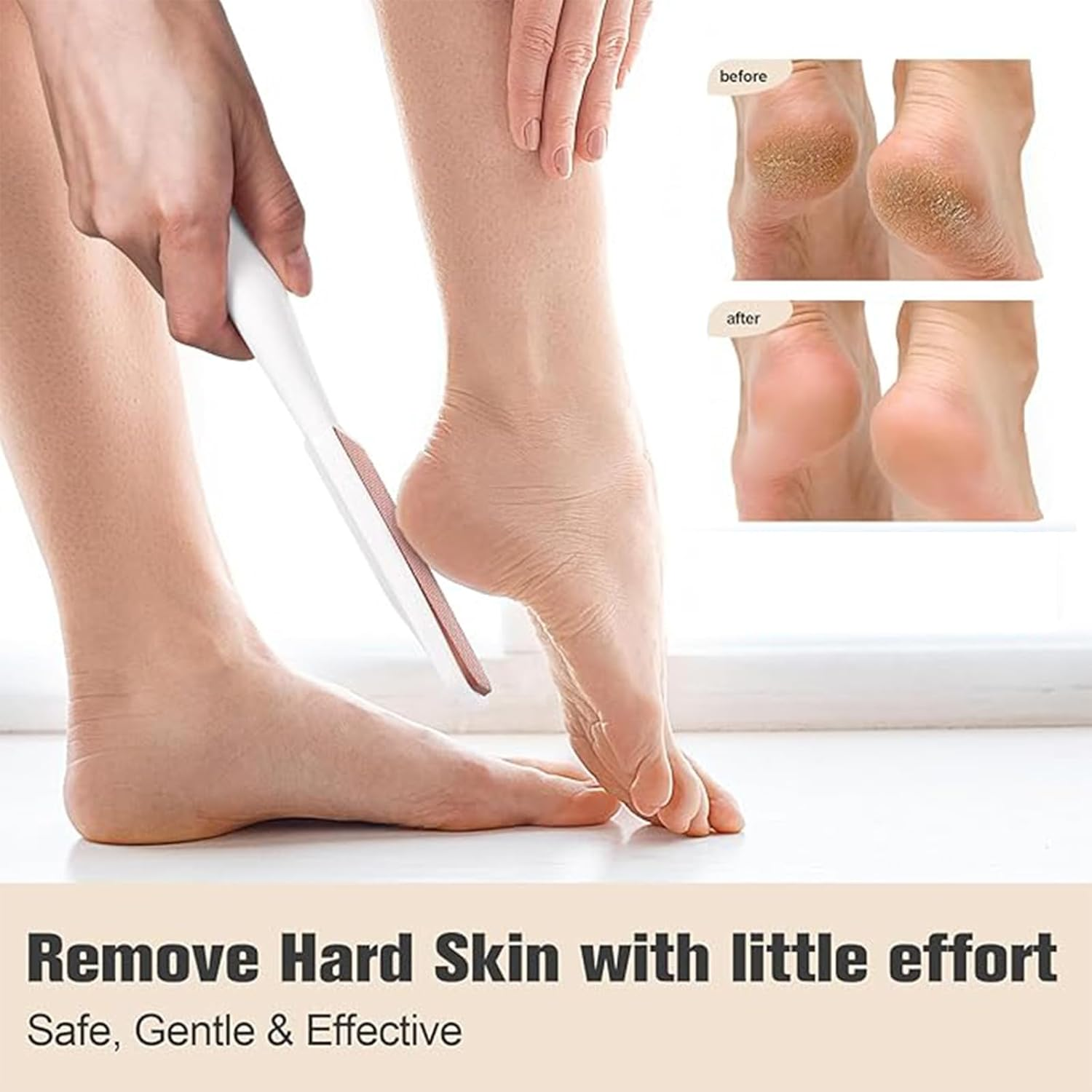 Glass Foot File Callus Remover,Foot Filefoot Scrubber for Dead Skin, Cracked Heel Foot Scraper for Dead Skin,For Cracked Feet,Heels, Elbows Foot Scraper - White image number 1