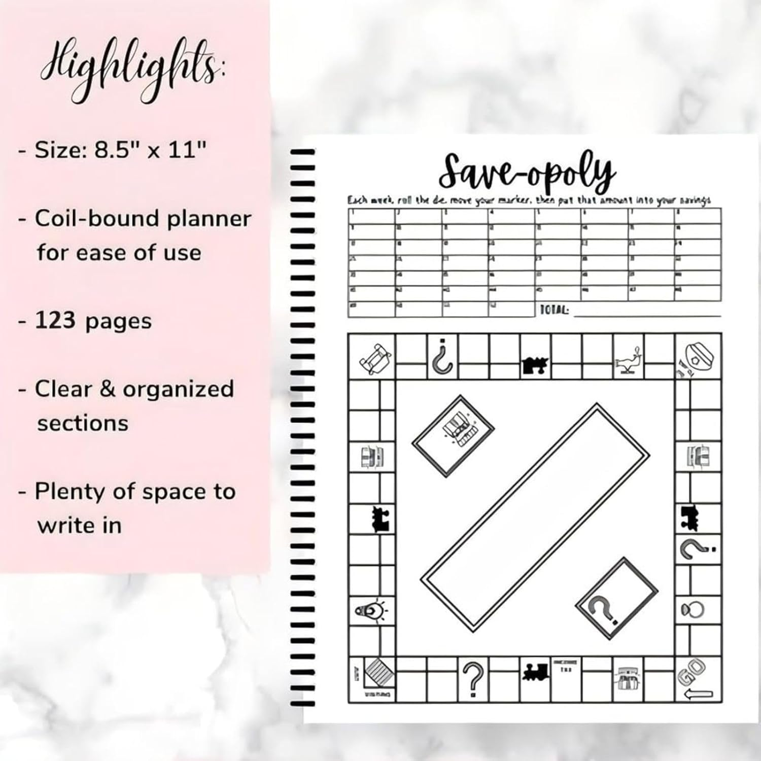 Journaling Game,Journaling Game Notebook,Dotted Journal Game,Planner Journal Game,Savings Tracker Savings Challenge,Journaling Planner (1Pcs) image number 1