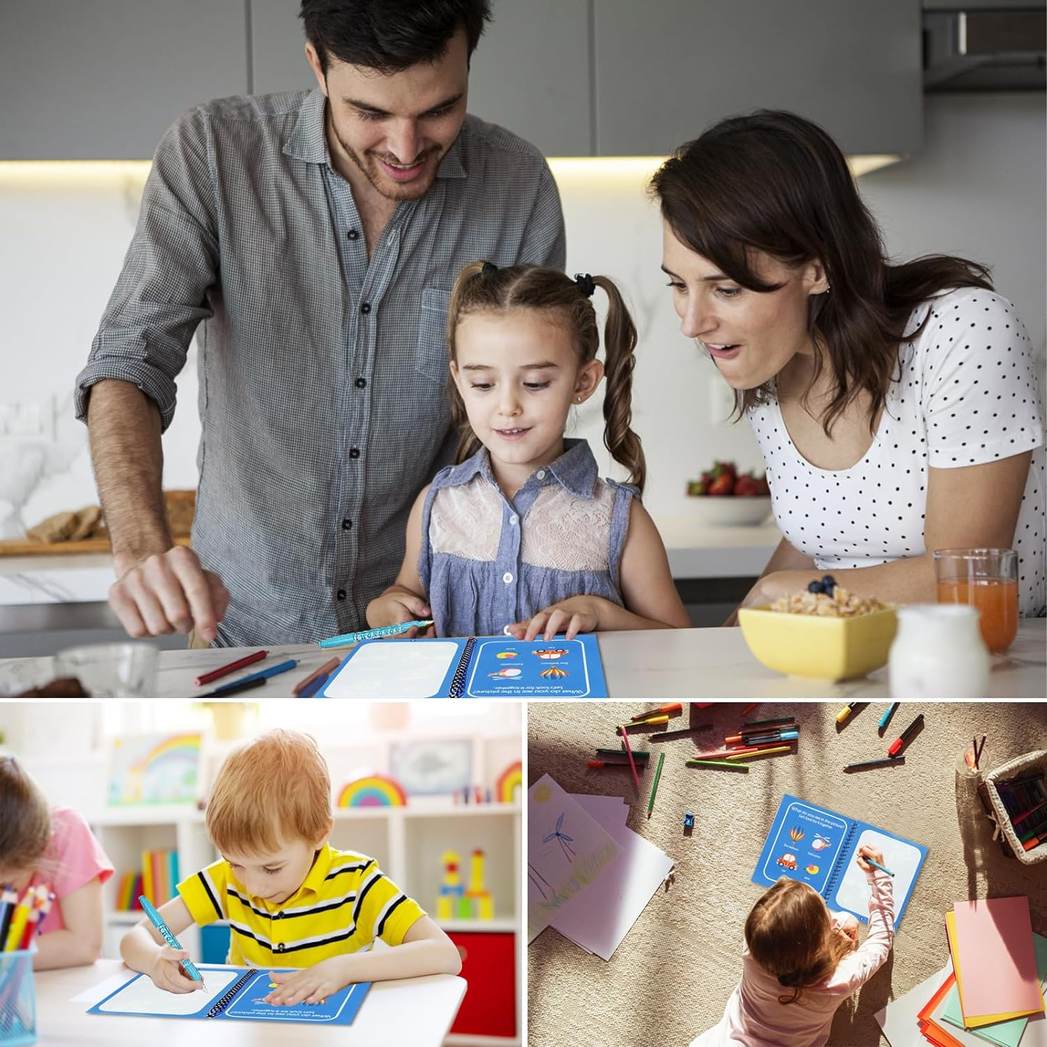 6-Pack Water Coloring Books for Toddlers, Reusable Color with Water Activity Pad, Animal World, under the Sea, Birthday Party, Fruit, Vehicle, Alphanumeric - Coloring Books for Toddlers Ages 3+ image number 6