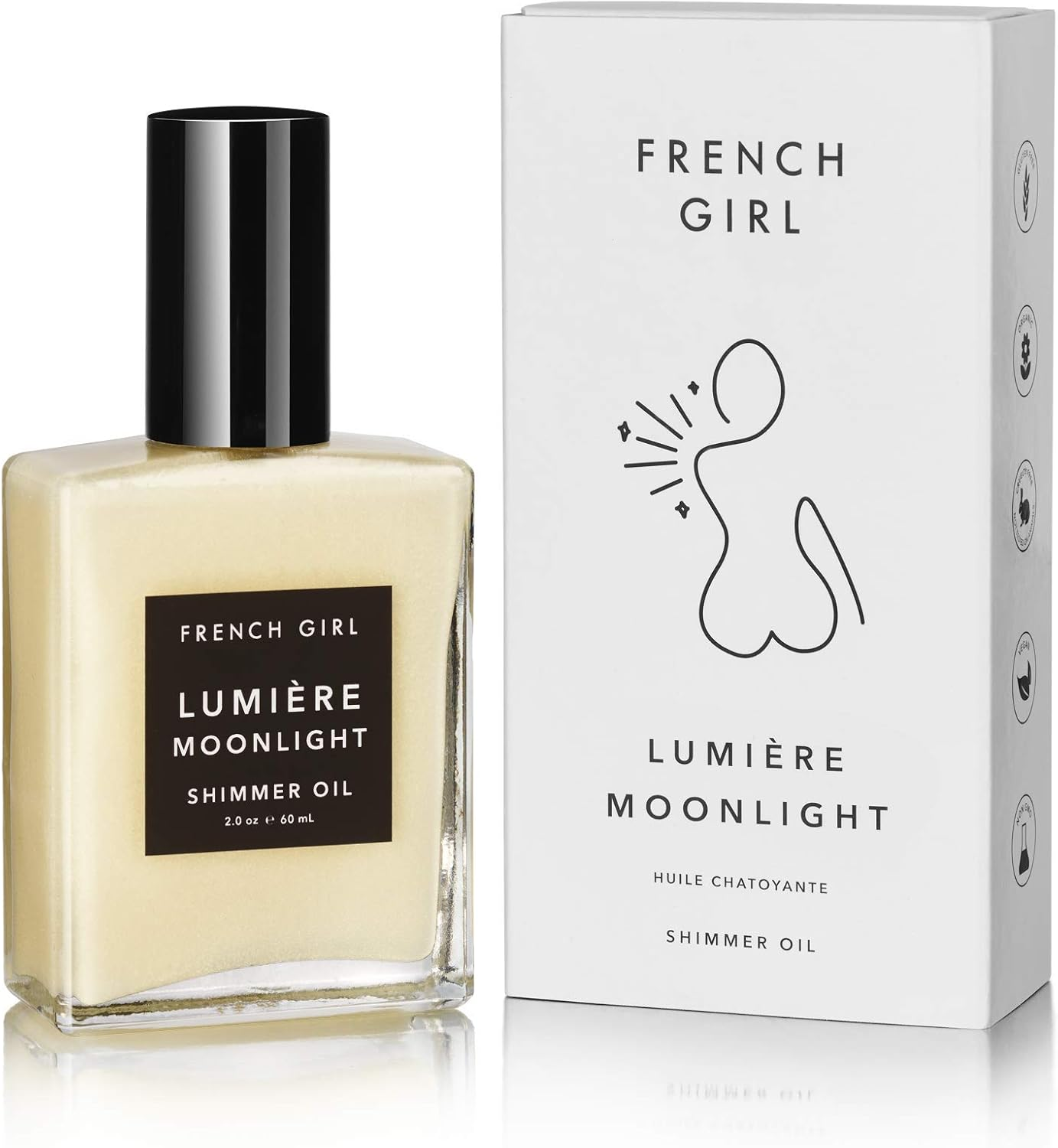 FRENCH GIRL Lumi&egrave;re Moonlight - Shimmer Oil 2 Oz; a Luxurious, Shimmering Dry Oil for Body, Face, and Hair, Infused with Mineral Oxides, Pigments, and Nourishing Essential Oils to Moisturize the Skin image number 6