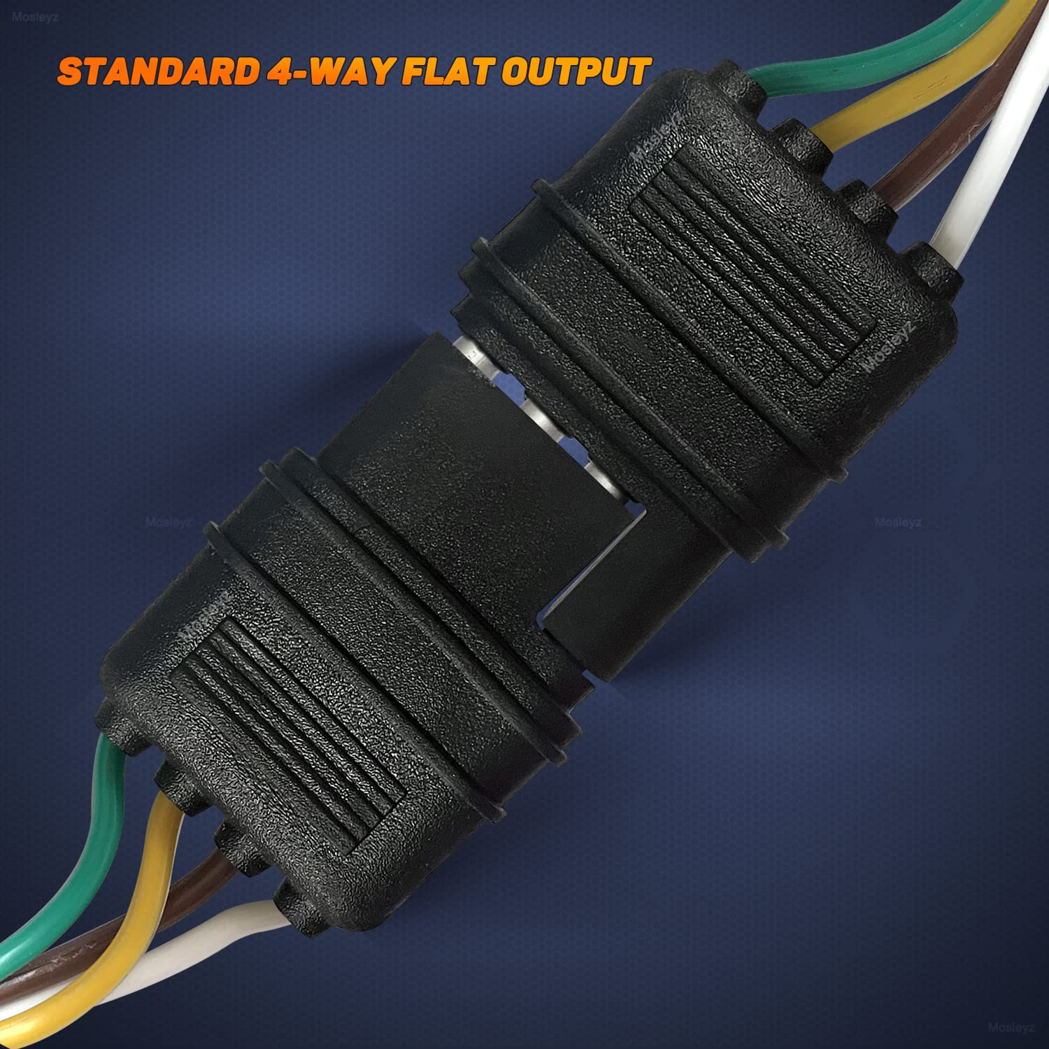 Mosleyz Trailer Wire Extension 4-Way 4 Pin Plug, 4 Wire 4-Flat Connector with Male & Female Plug 18 AWG 26 Inch Hitch Light Trailer Wiring Harness Extender image number 4