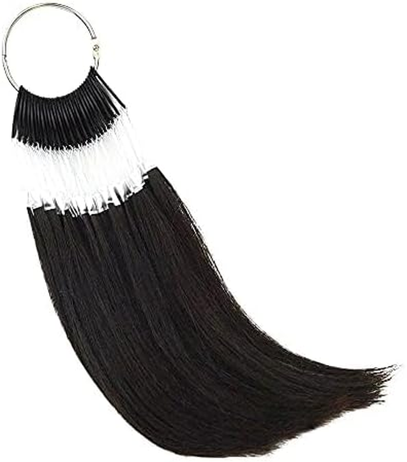 30 Strands/Set Hair Swatches Hair Colour Samples 100% Human Hair Colour Rings for Hair Extensions Salon Hairdressing (Light Brown)