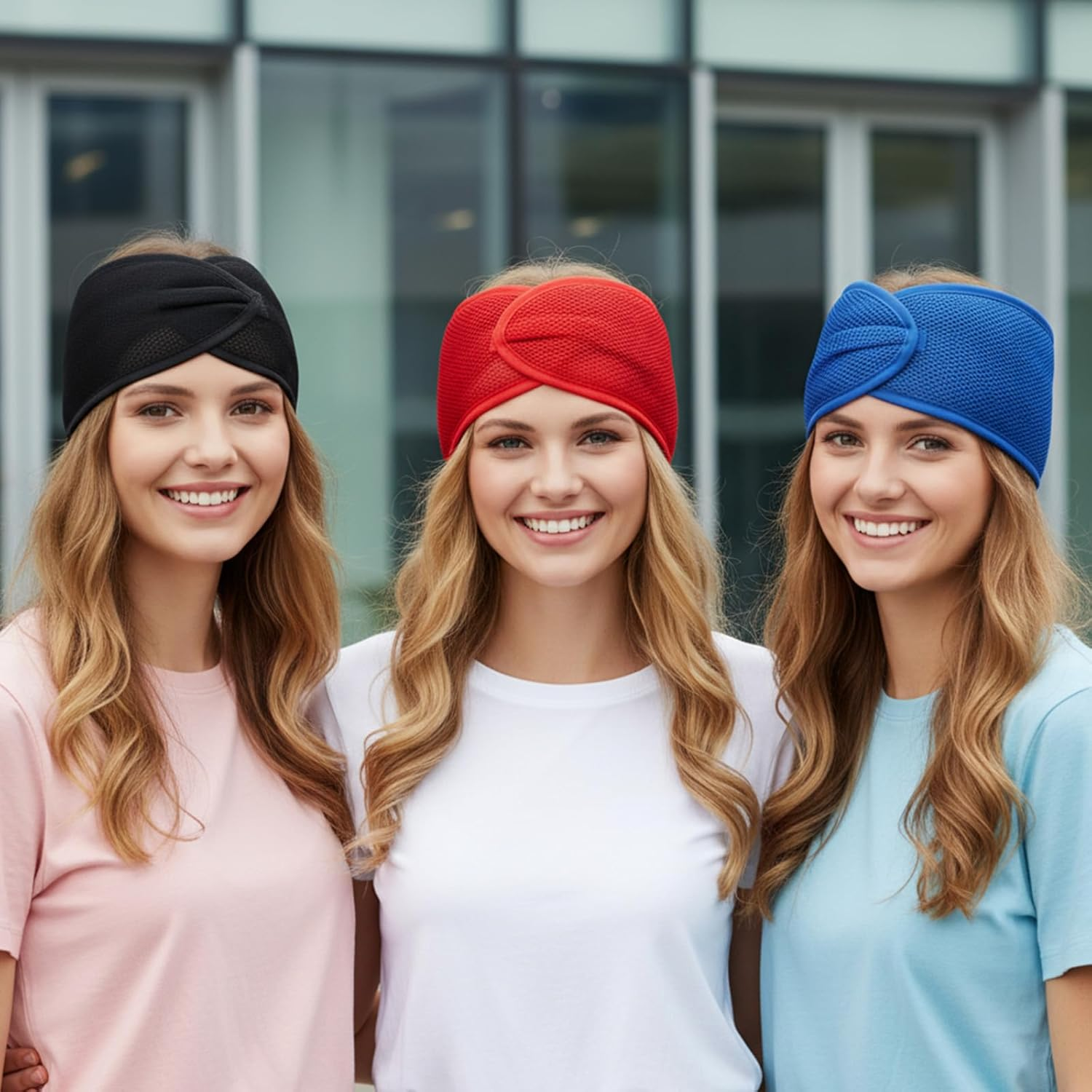 4 Pcs Ymapinc Adjustable Hair Wrap, Hair Nets for Sleeping in Mesh Makeup Headband, Spa Headband, Head Wrap, Headbands for Washing Face, Hairband for Washing Face, Women Make up Headbands image number 2