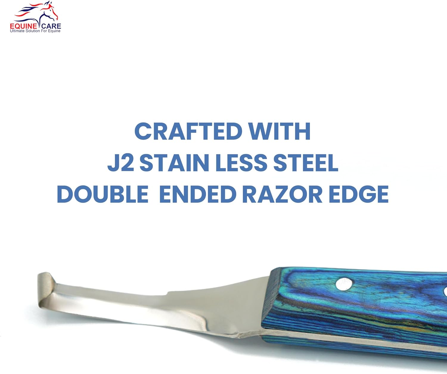 Equine Care Razor Edge Hoof Knife Sharpened Premium Grade Stainless Steel Passivized Blade & Sheet Handle Farrier Tools Double Ended. (Right Handed) image number 5