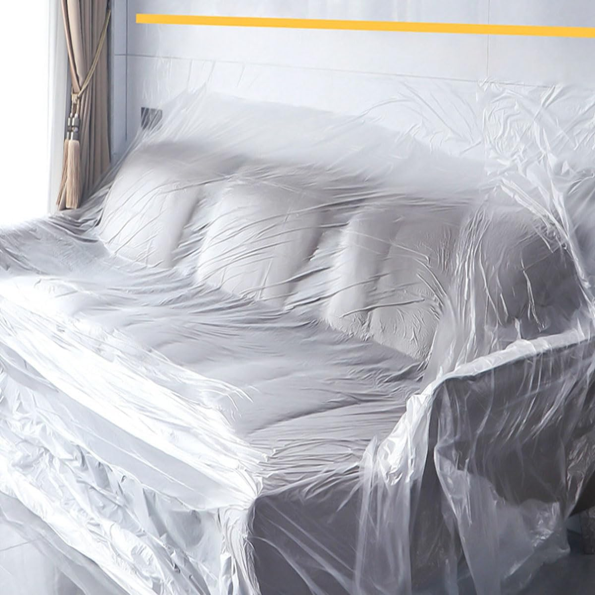 Skycabin Waterproof Pre-Taped Masking Film Tape and Drape 1.8Mx20M Versatile Painter'S Plastic Dust Sheets for Automotive Painting,Furniture Covering image number 5