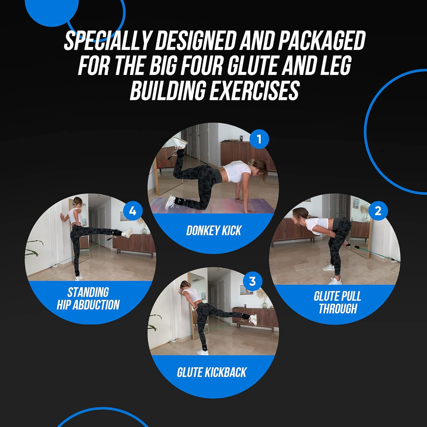 Core Prodigy Glute-Tastic - Ankle Kickback Strap with Resistance Bands for Butt & Hip Exercises image number 4