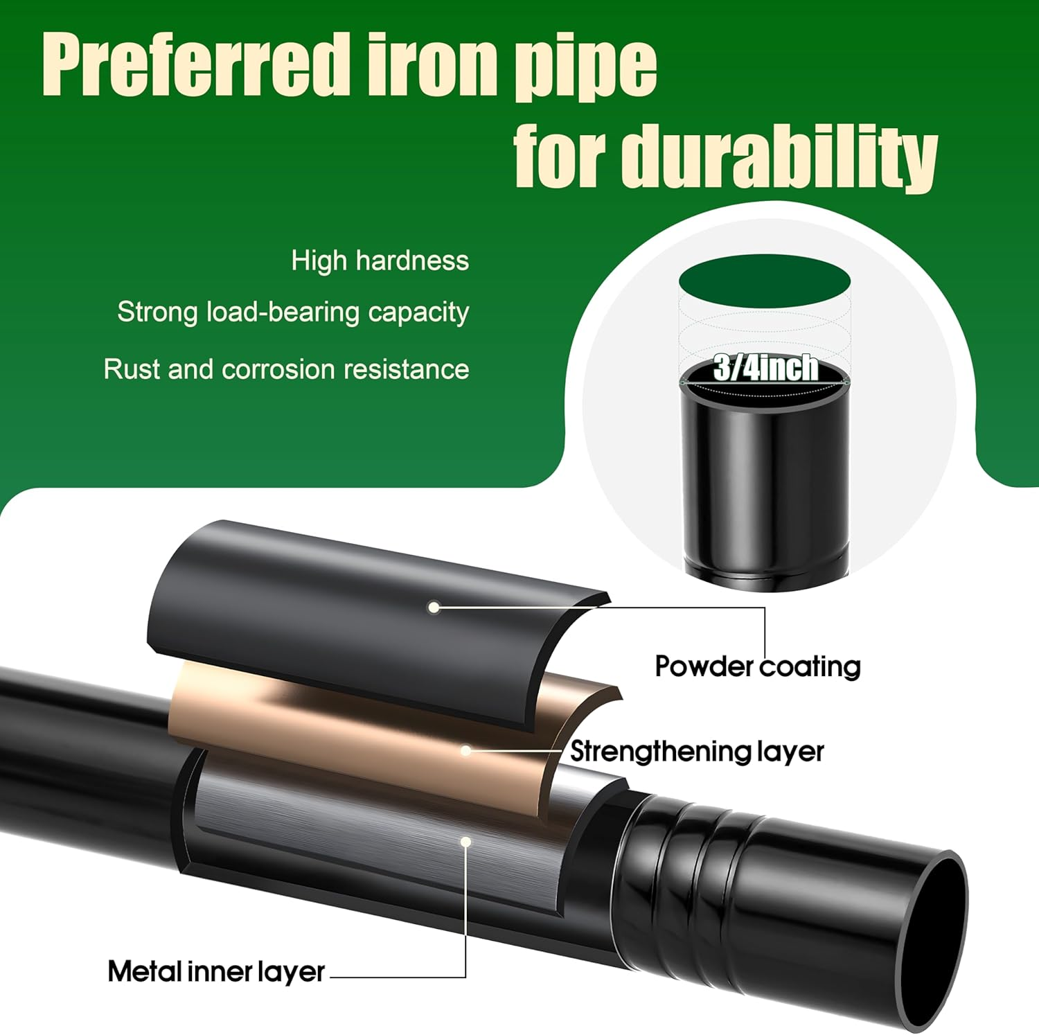 Double Shepherds Hooks for Outdoor, 2-Pack Heavy Duty Two Sided Garden Pole for Hanging Bird Feeder, Plant Baskets, Solar Light Lanterns, Garden Plant Hanger Stands with 5 Base Prongs(92 Inch) image number 2