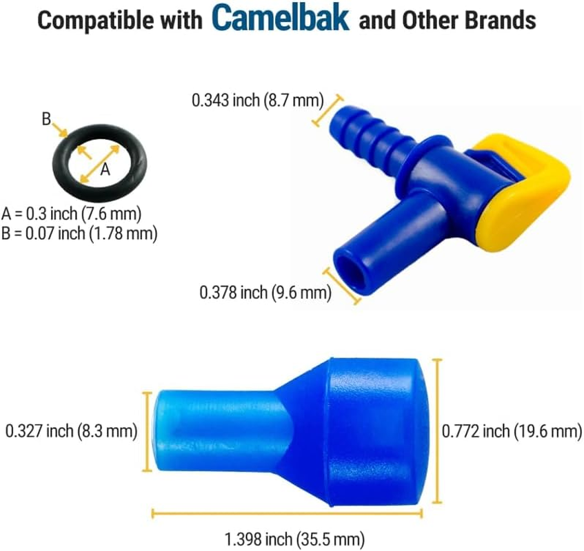 Bite Valve Replacement Mouthpieces Fits Camelbak and Most Brands (4-Pack), with Shutoff Valve and Tube O-Ring for Hydration Bladder and Backpack Water Reservoir image number 1