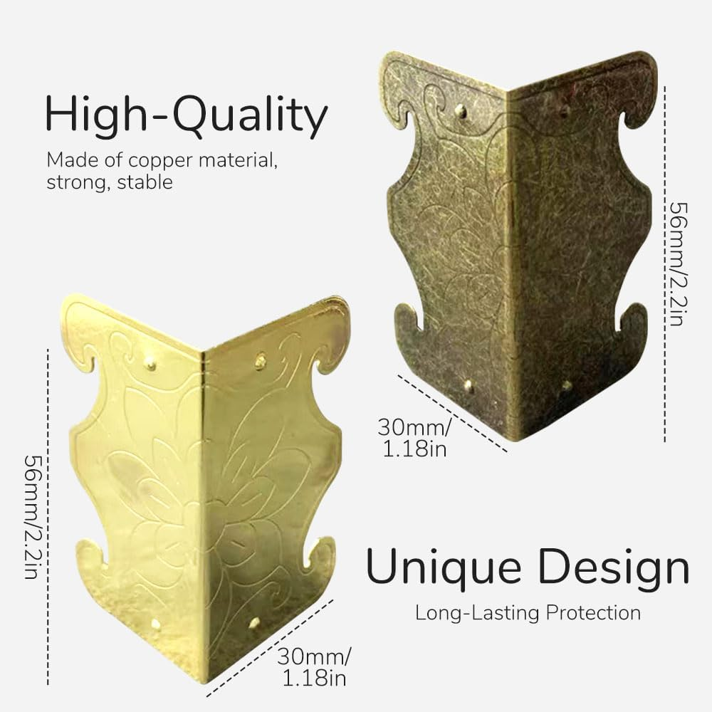 Skiffers Baseboard Corner Protectors, Skiffer Skirting Board Corner Protector, Solid Brass Skirting Board Corner Protectors, Vintage Metal Corner Protector Decorative Protector Cover (Bronze, 12PCS)
