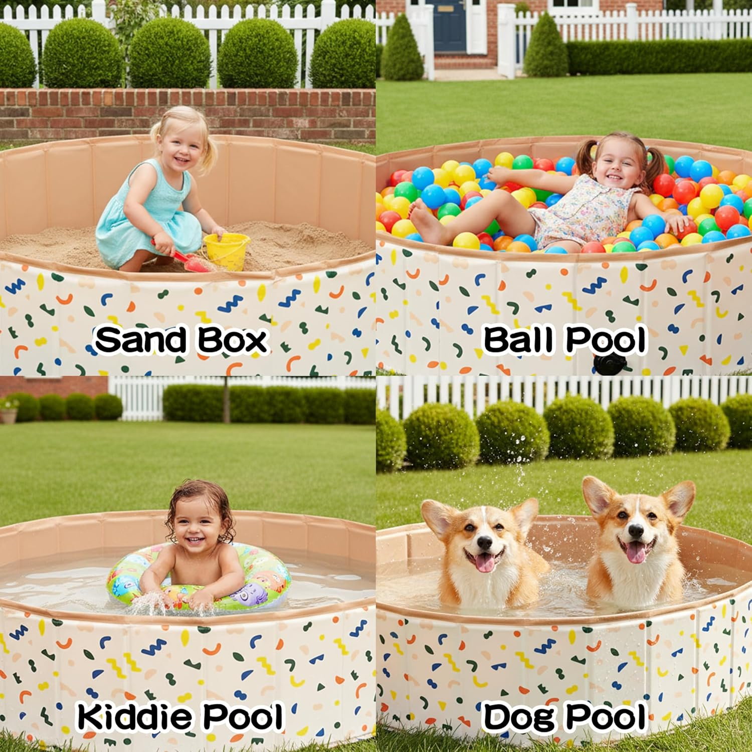 Advwin Foldable Dog Swimming Pool, 120Cm Portable Bath Tub for Pets Dogs and Cats, Non-Slip Bottom Summer Pool, Heavy-Duty PVC Pet Pool for Indoor and Outdoor image number 2