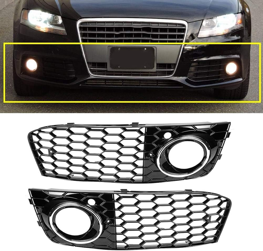 Fog Light Cover Lamp Frame Mesh Grille for B8 2009-2011 &ndash; Stylish ABS Plated Replacement (GZ.D072DL/R) - Black (Gz.D072L/R) image number 7