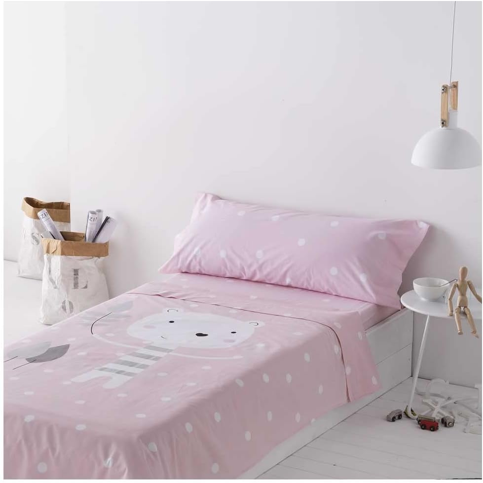 COTTON Artean Children'S Duvet Cover Set 105 X 190/200 Cm 100% Cotton Pink image number 1