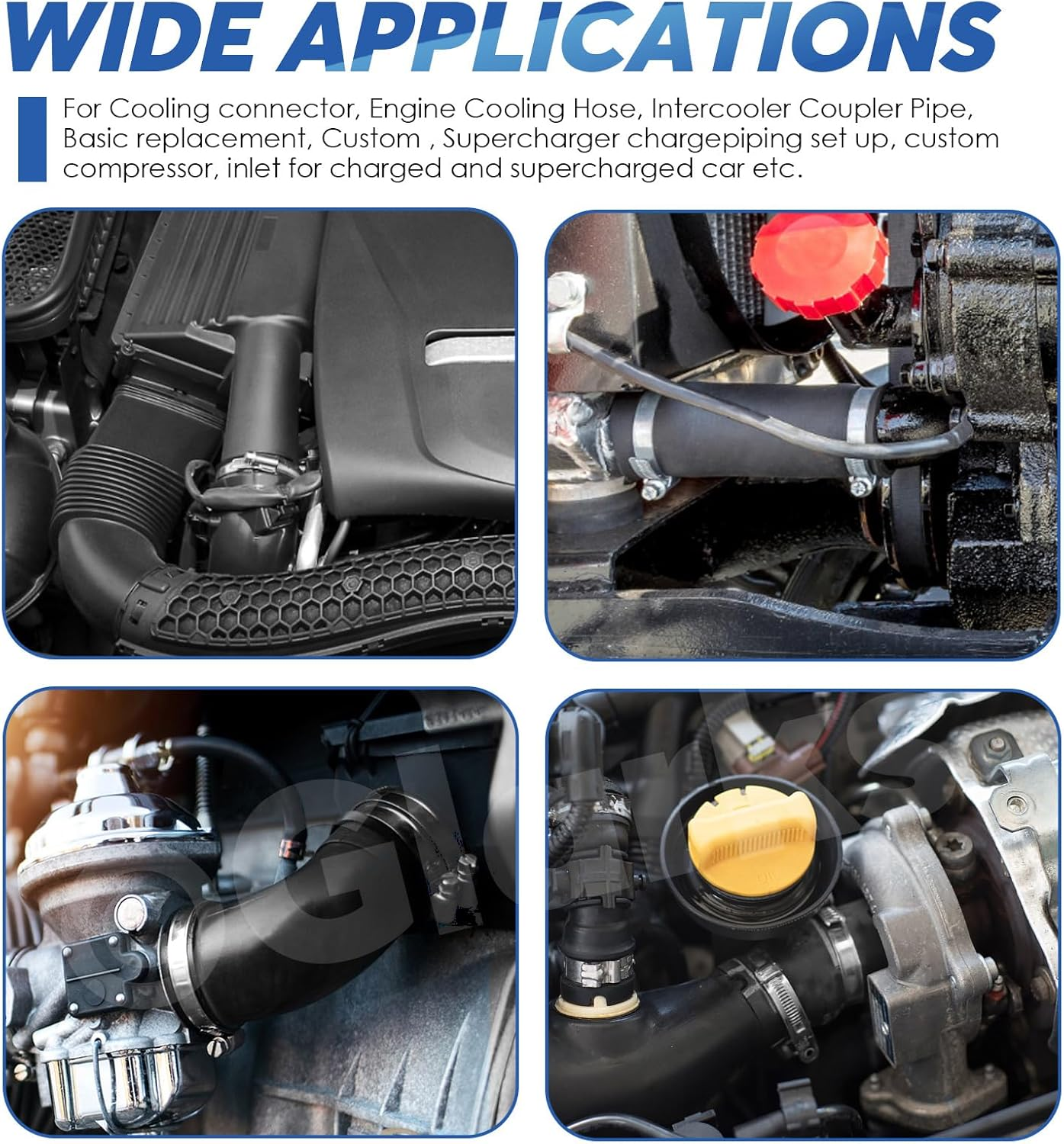 Glarks 7Pcs Straight Coupler Silicone Hose Set Includes 1Pcs ID 2.5In 4-Ply High Performance Coupler Silicone Hose 2Pcs 2.8-3.1In T-Bolt Clamp 4Pcs M6 Hex Nut