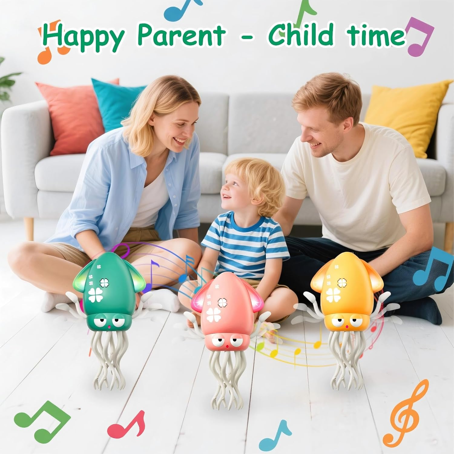 Dancing Octopus Toy, USB Rechargeable Magic Dancing Squid, Electric Crawling Musical Baby Toy with LED Lights & Music, Perfect Christmas Birthday G IFT for Infants Kids 3+ (Green) - Dancing Squid Green image number 5