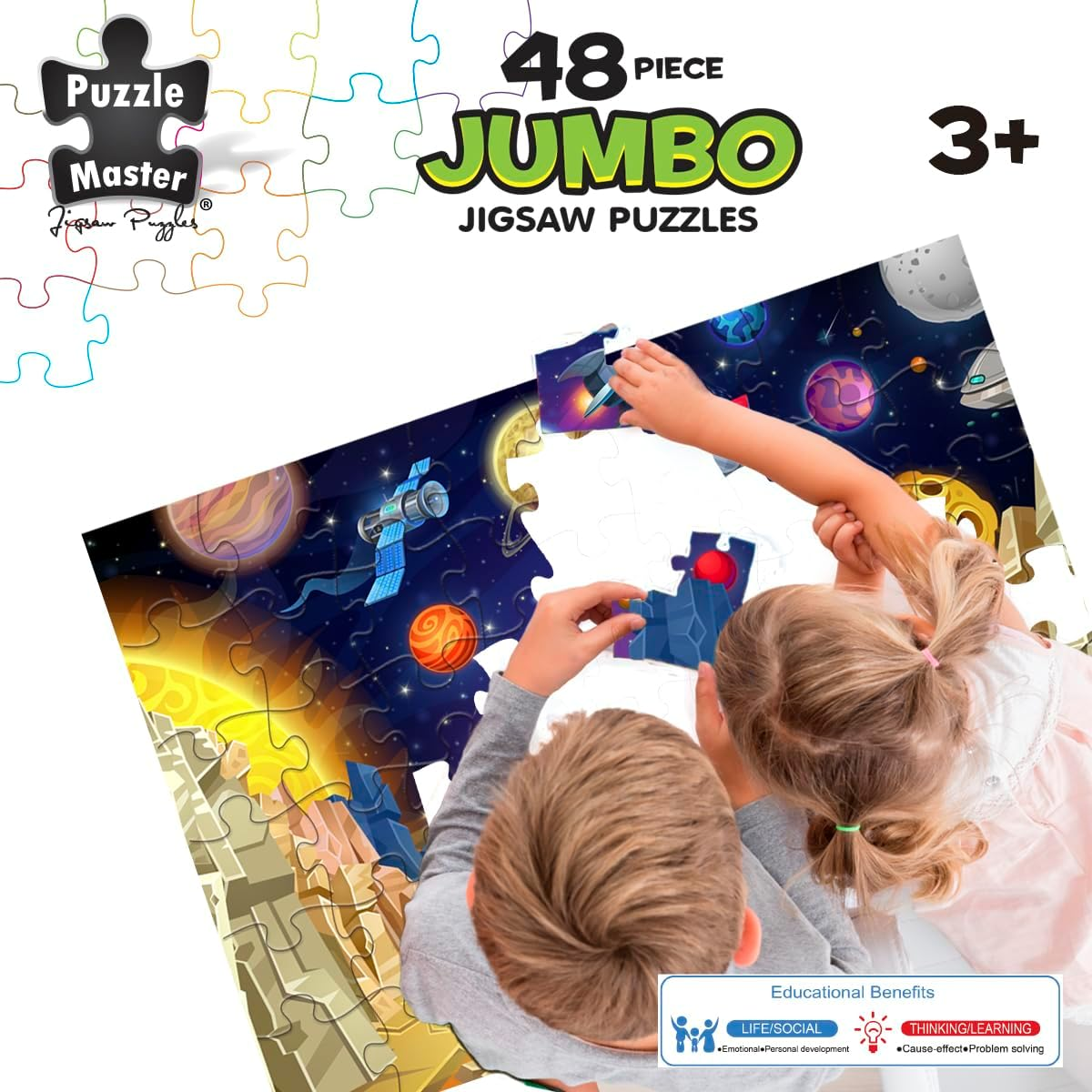 Puzzle Master 'Space Explorer' - 48 Piece Jumbo Floor Puzzle - Jigsaw Puzzles for Kids Ages 3-5 - 92X62Cm image number 2