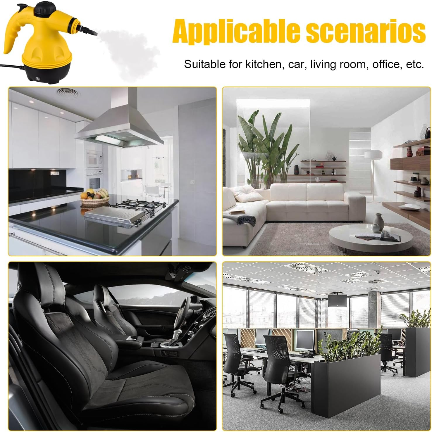 Pressurized Handheld Steam Cleaner, Multipurpose Portable Steam Cleaningfor Cleaning, Car, Bathroom, Shower, Upholstery, Grout, Window, Grime, Grease image number 1