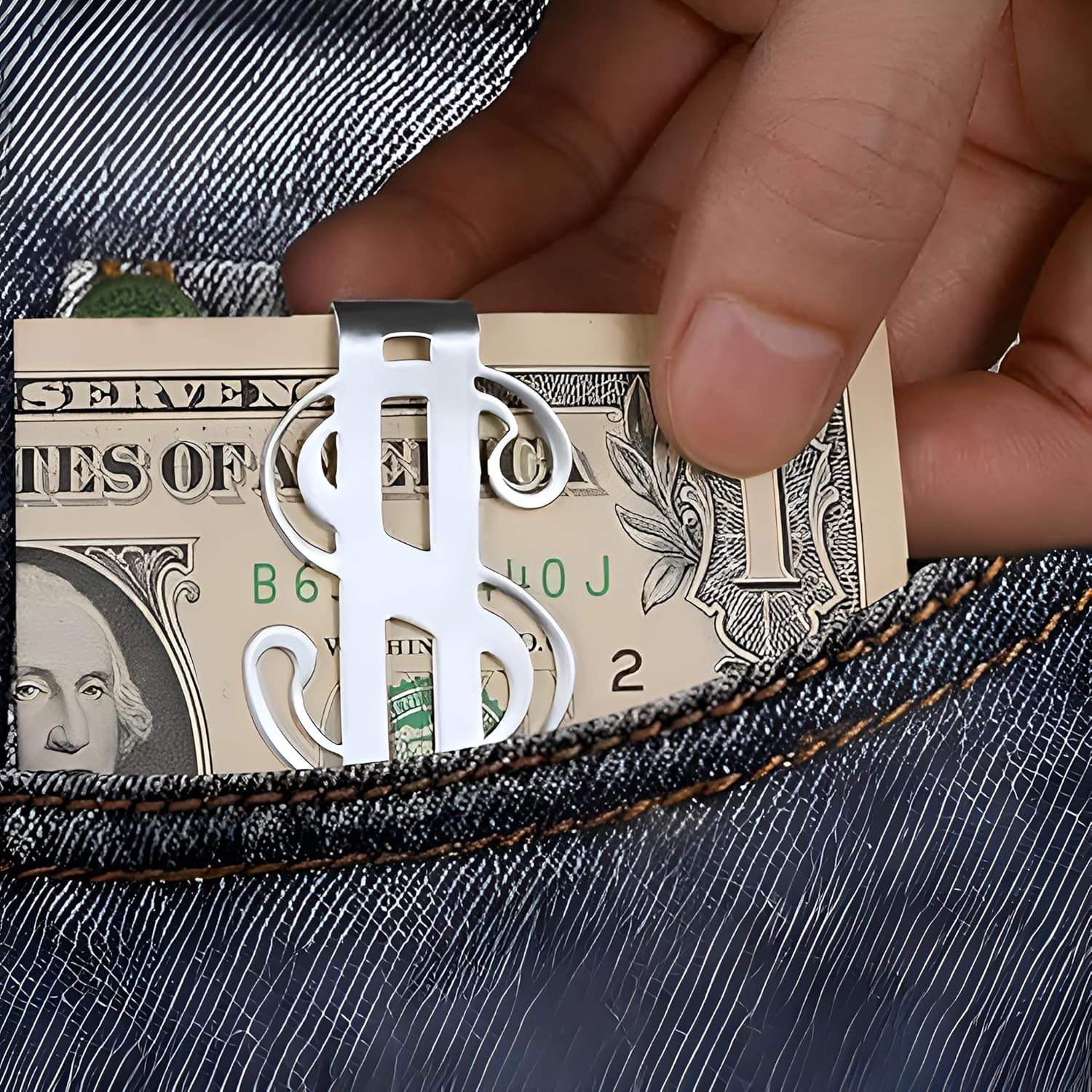 2PCS Stainless Steel Money Clip Slim Wallet Credit Business Card Holder for Men, Wallet Charms Father Dad Husband image number 4