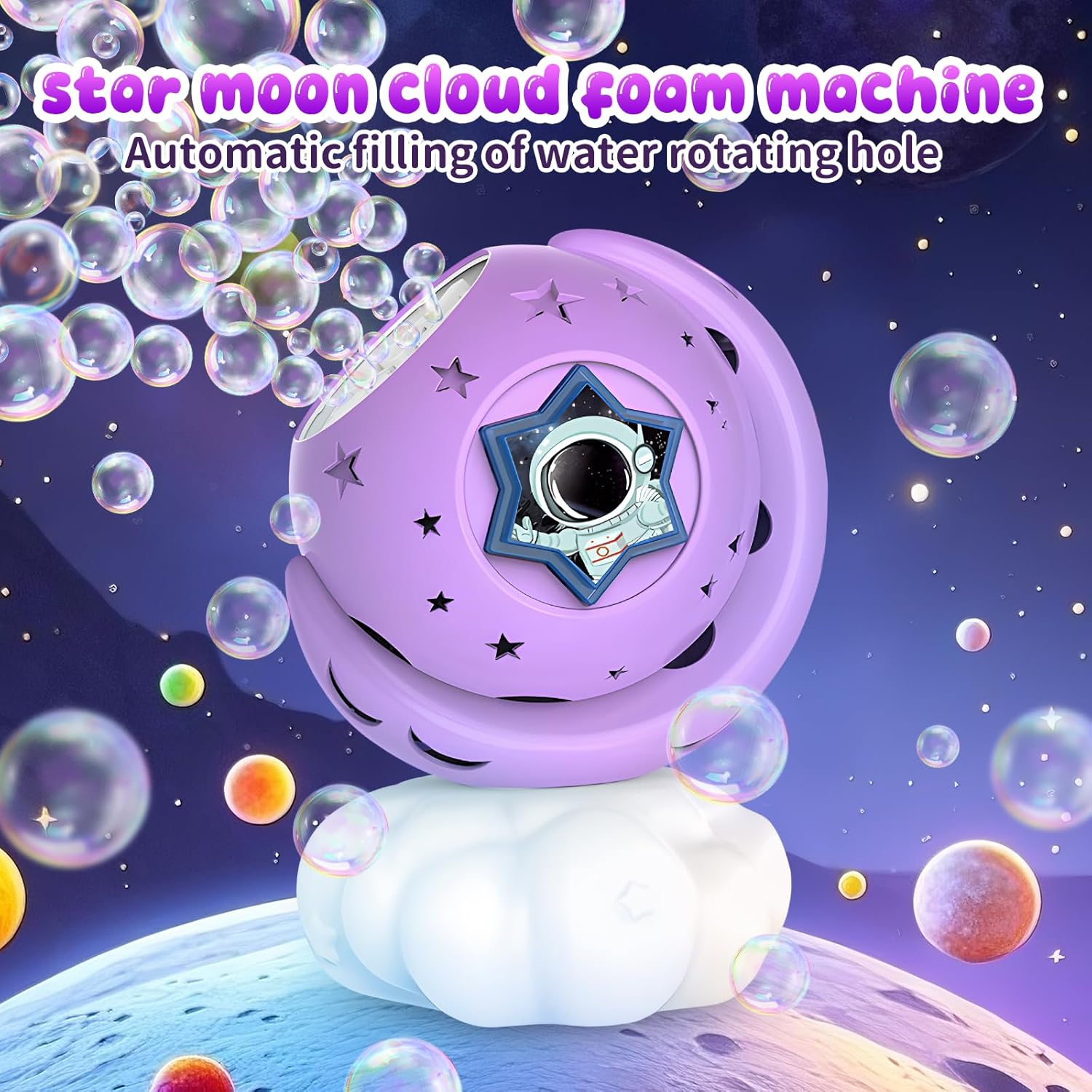 Zynexis Rechargeable Bubble Machine, Bubble Maker for Kids with Colorful LED Light, Make Large Bubbles, 600Ml Capacity - Outdoor Party Birthday Halloween Toys Gifts for Toddlers Ages 3+ Boys Girls image number 4