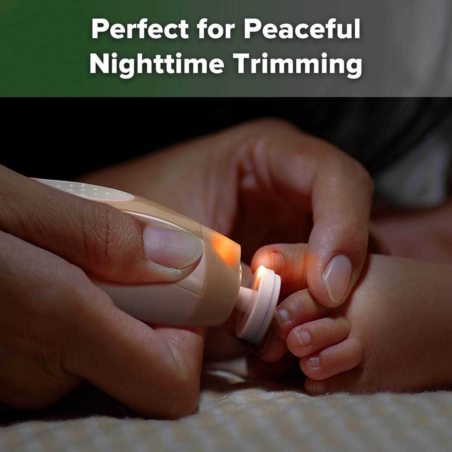 Haakaa Baby Nail File Electric Baby Nail Care Set with LED Light, Baby Nail Clippers for Newborn/Infants/Adults Toes and Fingernails, 6 Replacement Heads & Storage Case, Acorn - Lavender image number 3