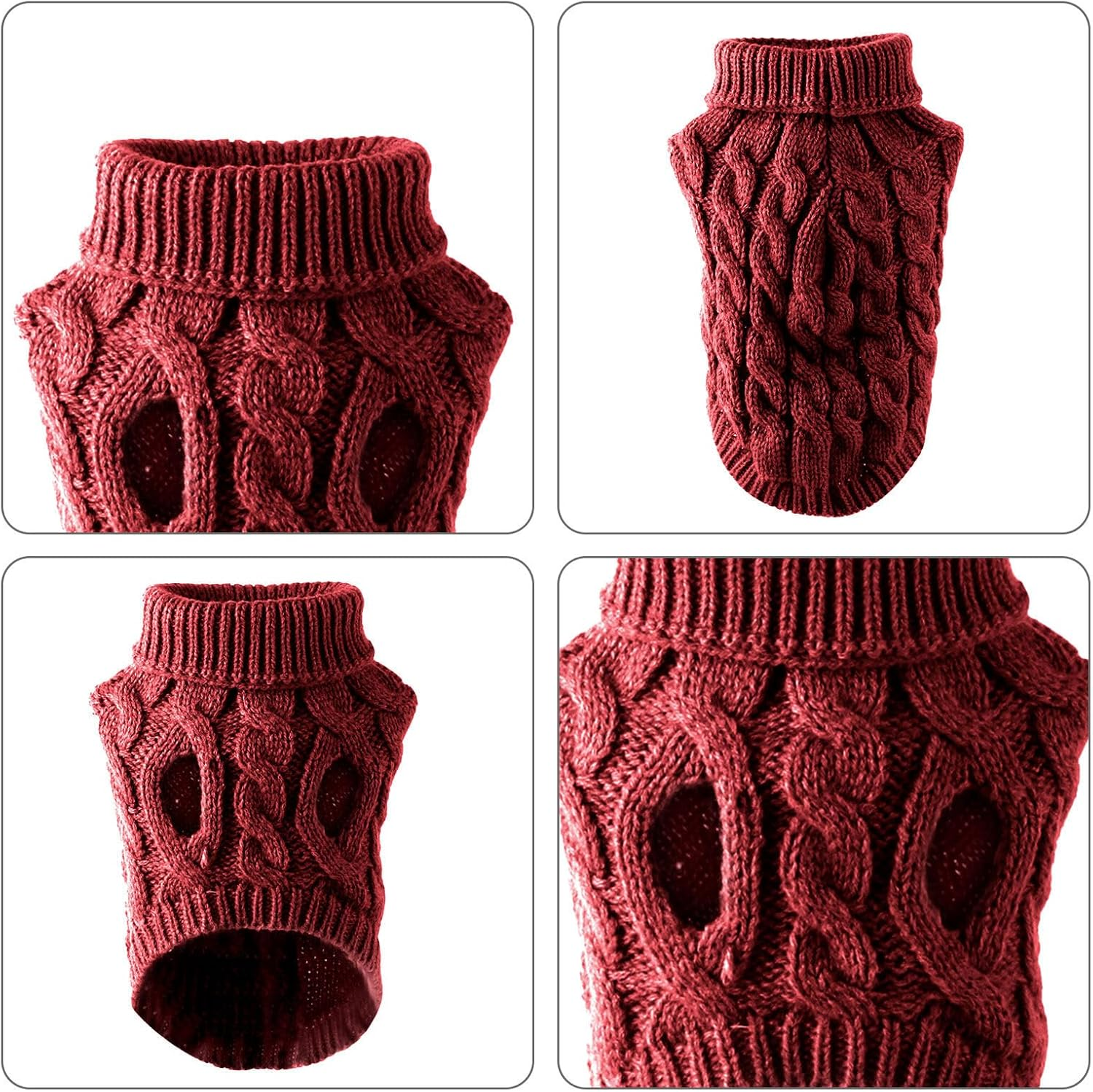 LASIEYO Dog Jumper, Pet Warm Jumper, Knitted Wool Winter Jumper for Medium and Large Dogs (XL, Red) image number 2