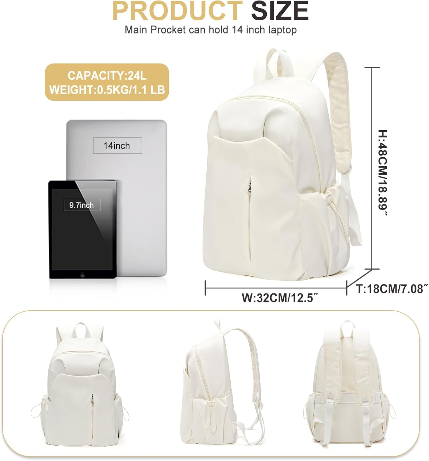 WEPOET Backpack for Women Men Lightweight Small Travel Backpack Simple Work Backpack with Laptop Teacher College Backpack