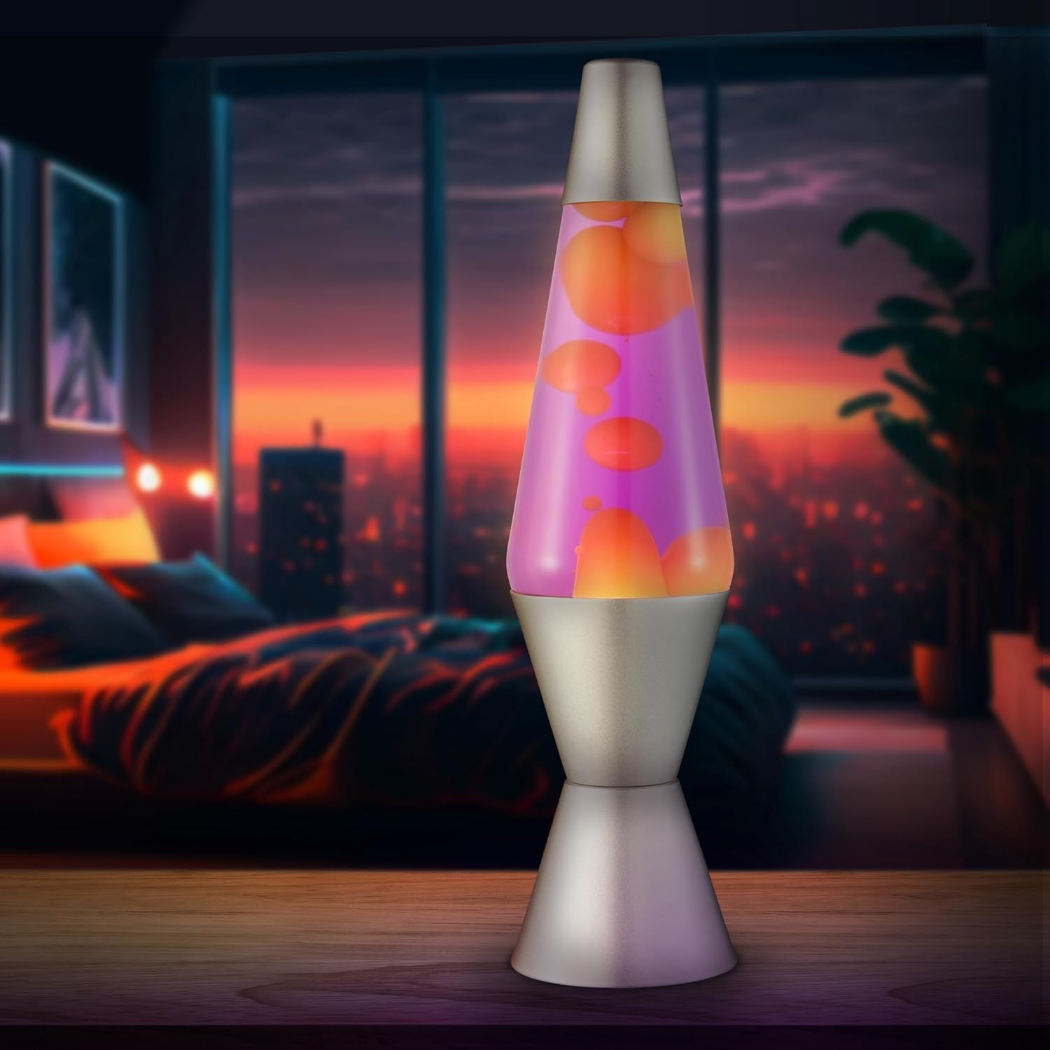 LAVA&reg; - Lava Lamp 2125, Yellow Wax, Purple Liquid, Silver Base and Cap, Original LAVA&reg; Brand 14.5 Inch Motion Lamp
