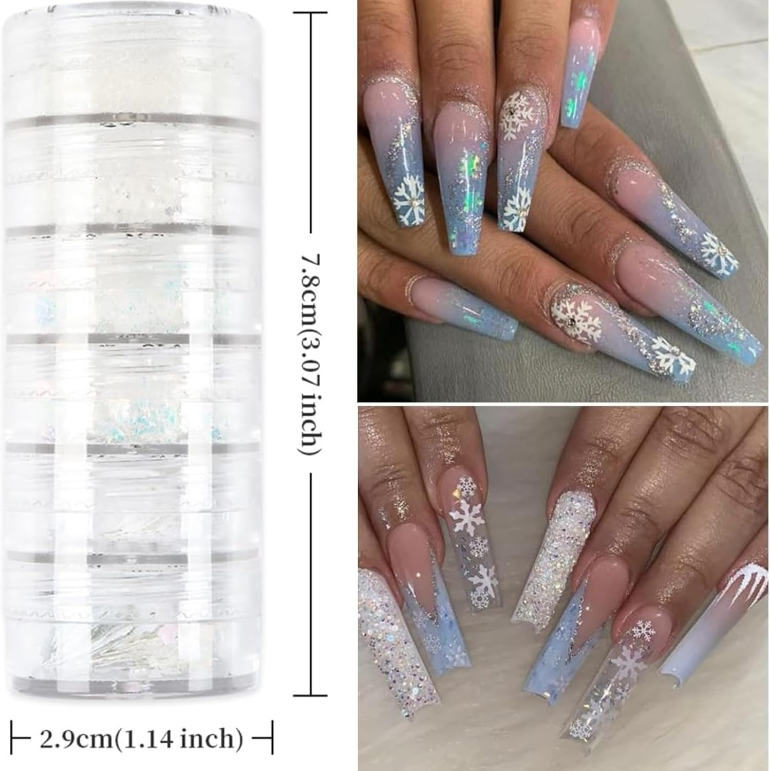 Itadaku 6 Boxes Christmas Snowflake Nail Glitter Set, Holographic Sequin Flakes for DIY Nail Art Decoration, Holiday Designs image number 2