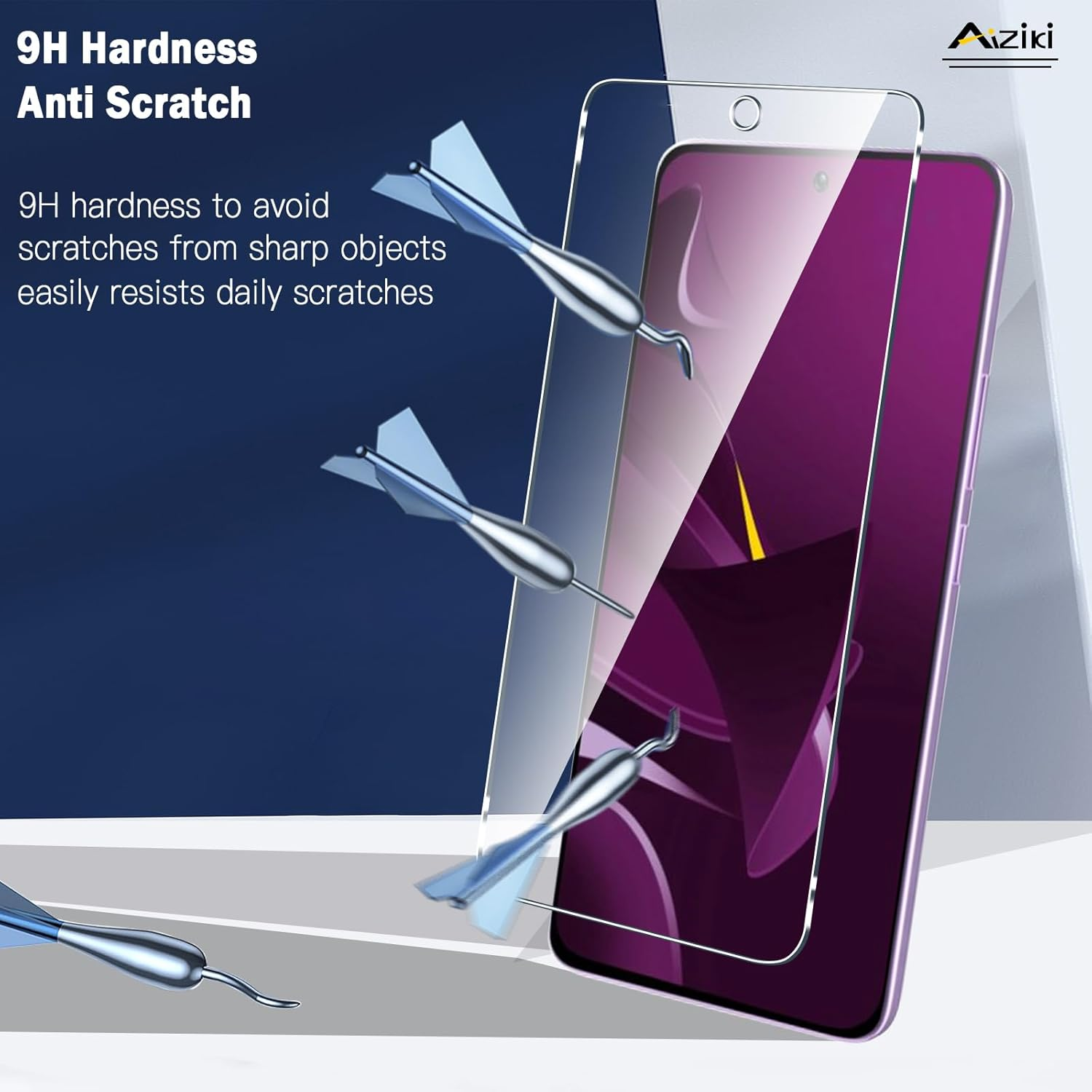 Aiziki Glass Screen Protector for Xiaomi Poco M7 Pro 4G Tempered Glass Film, Impact-Protection, Anti-Shatter, Anti-Scratch, HD Clear, Bubble Free, [2 Pack] Screen Protectors Xiaomi Poco M7 Pro 4G image number 5