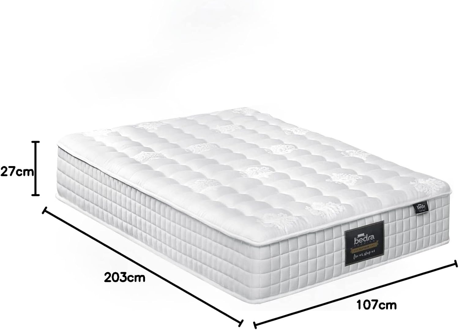 Bedra Bedding King Single Mattress 27Cm Pocket Springs Pillow Top Bed Mattress with Belgian Knit Fabric Medium-Firm image number 6