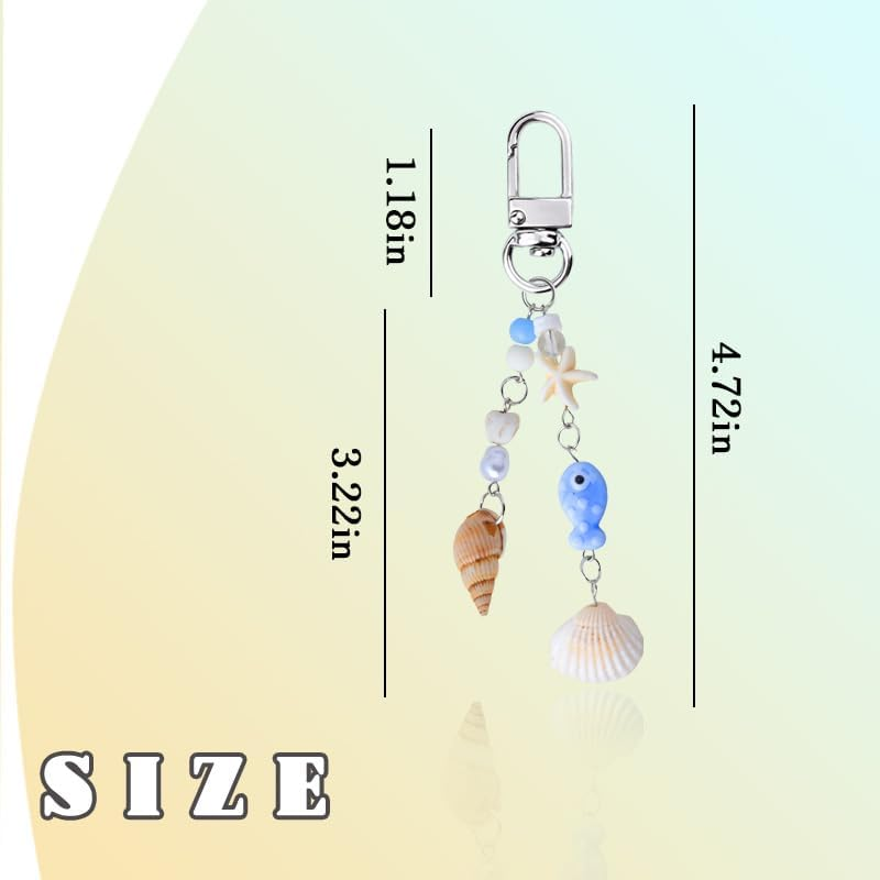 Ocean Keychain for Beach Bag Charms for Backpack Seashell Purse Charms for Wallet Handbags Ocean Theme Keychains for Girls Women Beach Tote Bag Sea Shell Phone Charm Cute Starfish Pearl Camera Charm image number 1