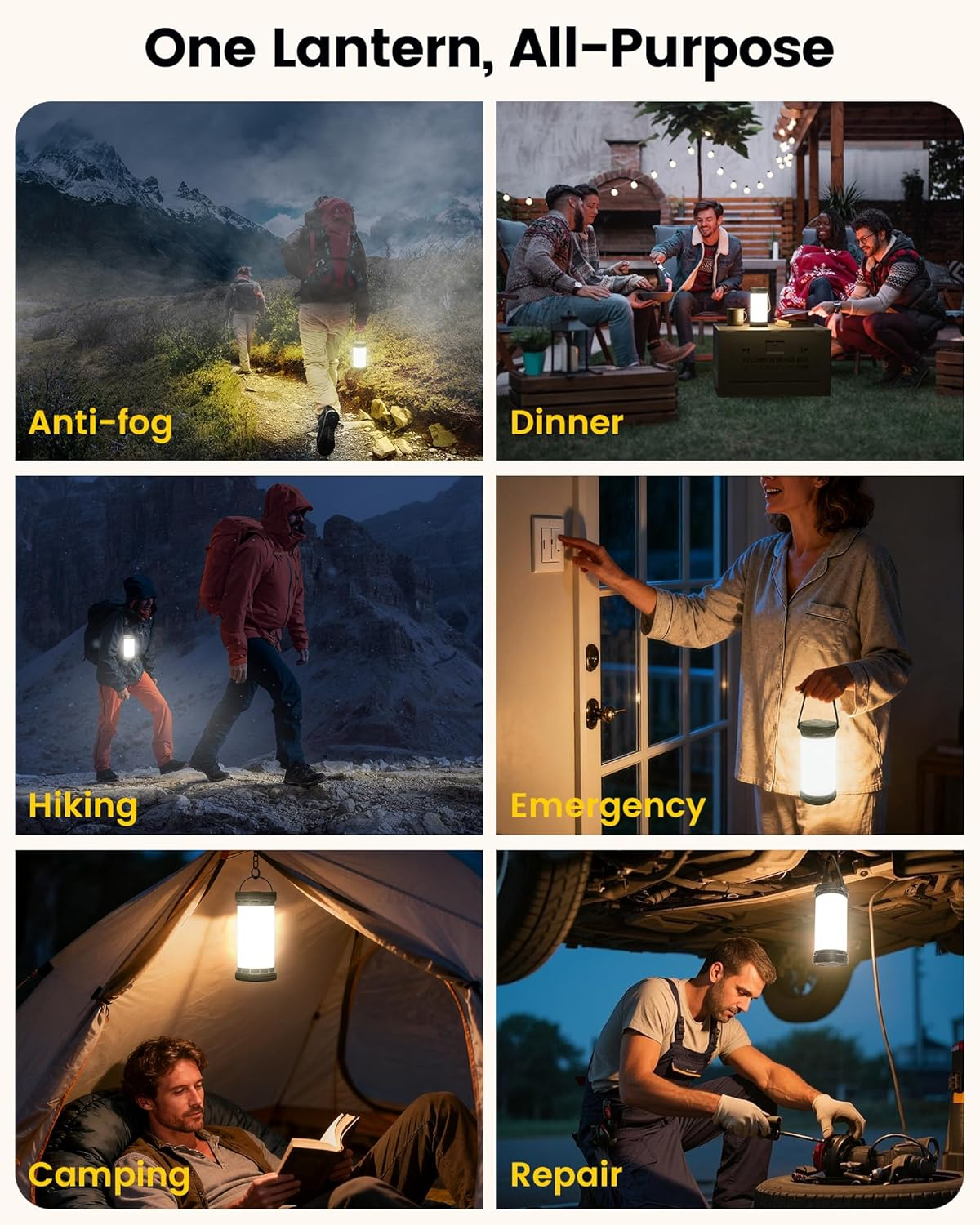 Glocusent 135 LED Ultra Bright Camping Lantern, up to 200H, 5000Mah Power Bank, Camping Lights with 3 Colors & 5 Brightness, SOS, Max 1500LM, Rechargeable Lantern for Power Outages Camping Emergency image number 2