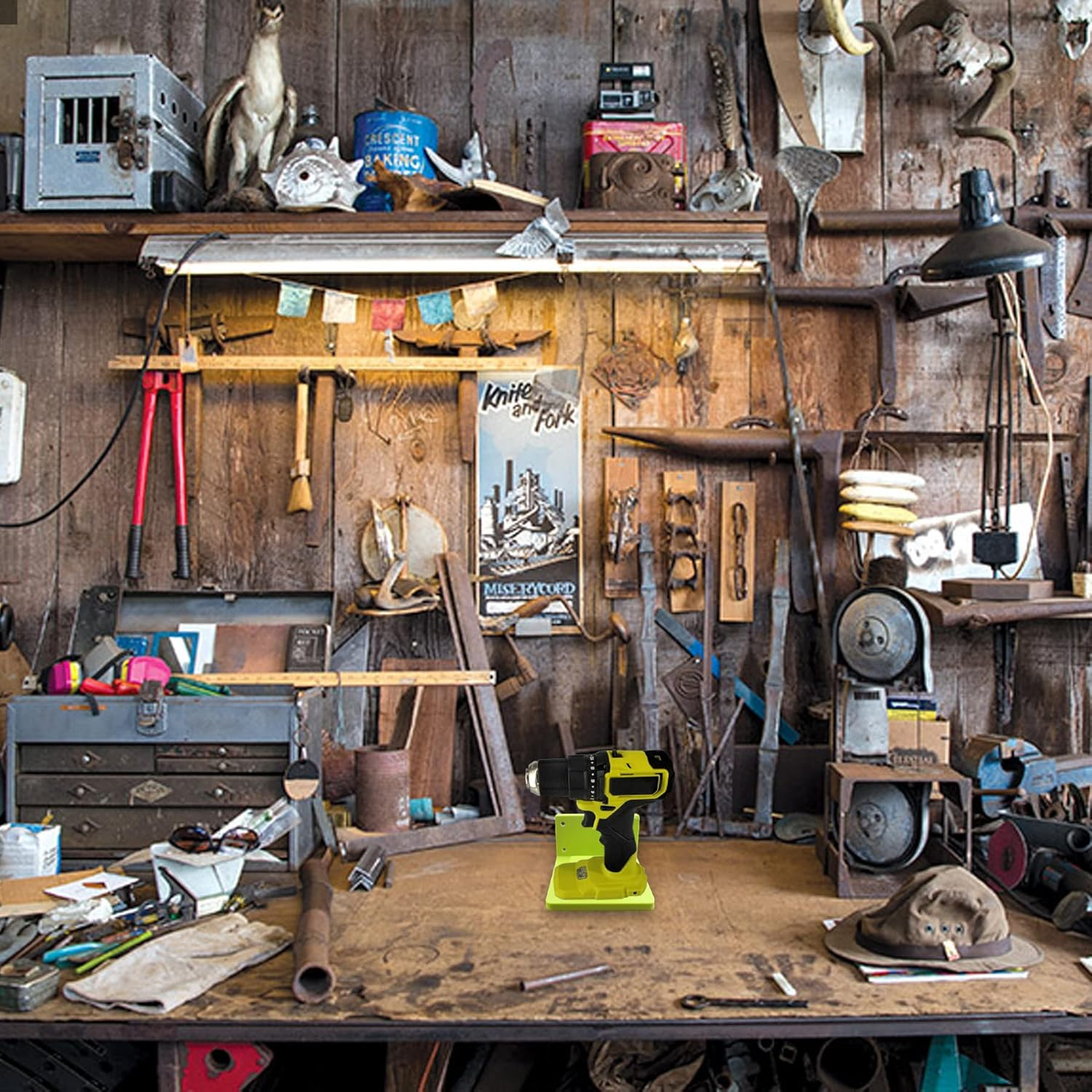 5 Packs Tool Drill Mount Holder, Fit for Ryobi 18V Tool Holder Dock Hanger with 20 Screws, Tools Holder Dock Mount (Green) image number 4