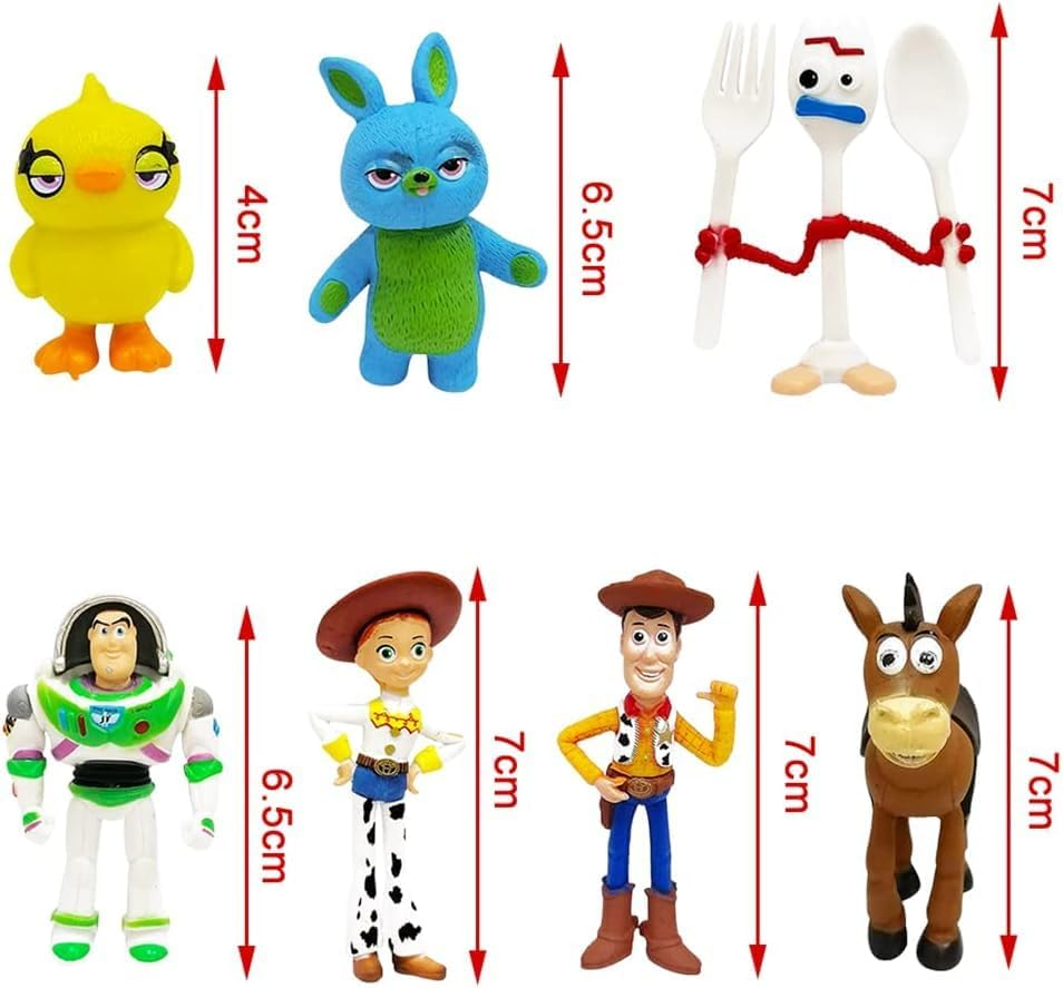 Toy Action Figures Story Toys Set, 1.5-2.3 Inches Tall Action Figures with Woody, Buzz and Jessie,Toy Anime Figurines Story Characters (7 Pack) image number 1