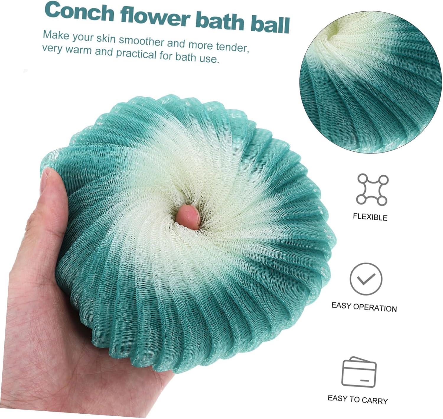 Hoement 3Pcs Conch Flower Bath Ball Body Exfoliator Scrubber Natural Scrubber Sponge for Bath image number 2