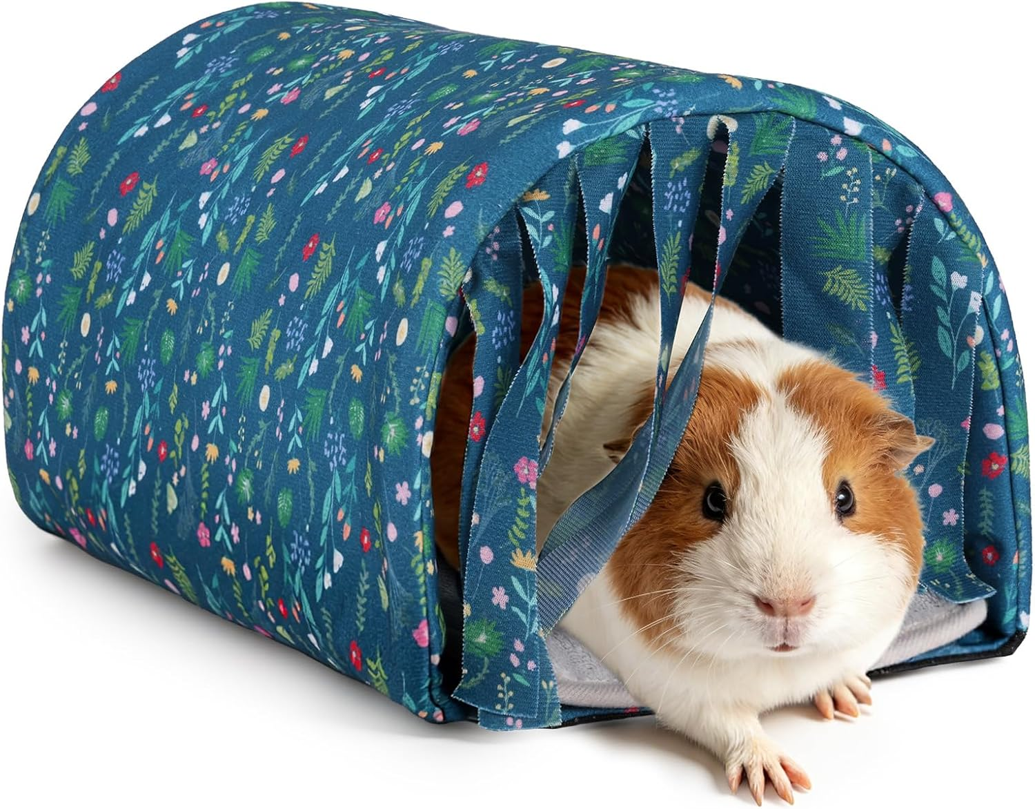 HOTUT Guinea Pig Bed Rabbit Hideout,Guinea Pig Tunnel,Small Animal House Cage Accessories with Curtains,Warm Guinea,With Removable Cushion,Anti-Slip,For Chinchillas,Hamsters,Dwarf Rabbits