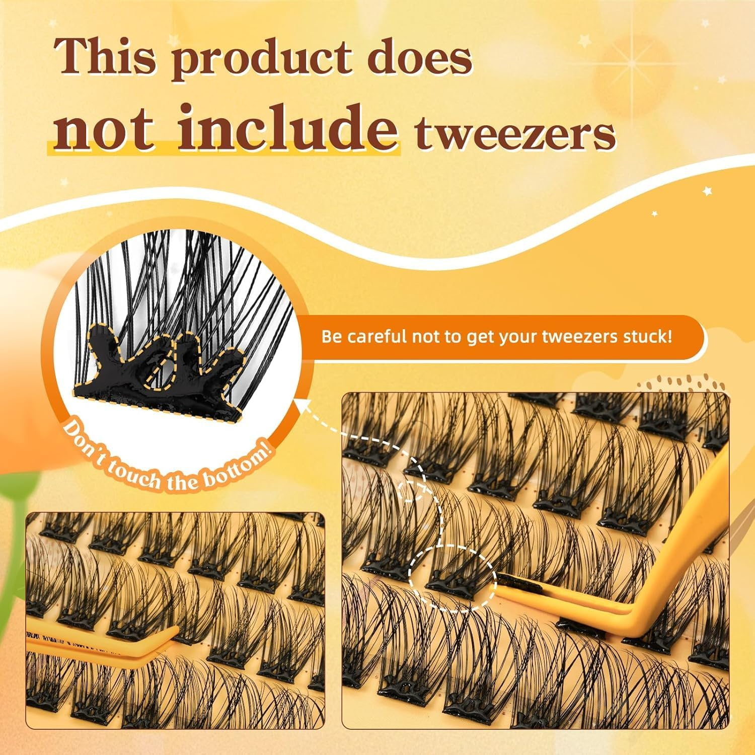 QUEWEL Self Adhesive Eyelashes, Press on Lashes Pre Glued Eyelash Clusters Self Stick Cluster Lashes No Glue No Remover Needed DIY Lash Extension Kit for Beginners (MJ01-DH) - Mj01-Dh-Zzjm image number 4