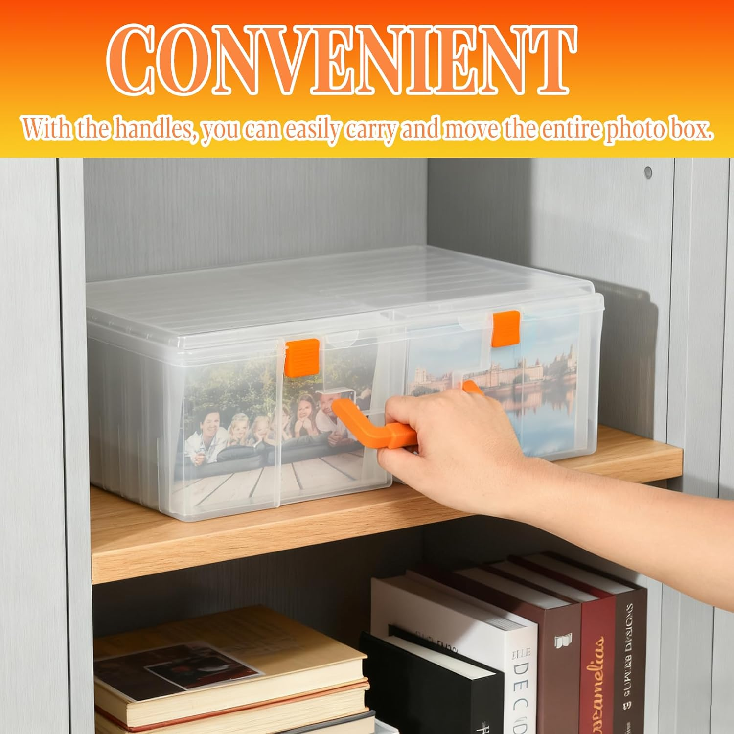 Photo Storage Box 5 X 7 Inches, 18 Inner Photo Cases with Dividers, Clear Acid-Free Photo Storage Containers with Handle, Photo Organizer Craft Keeper for Stickers, Craft, Stamp - Clear image number 4