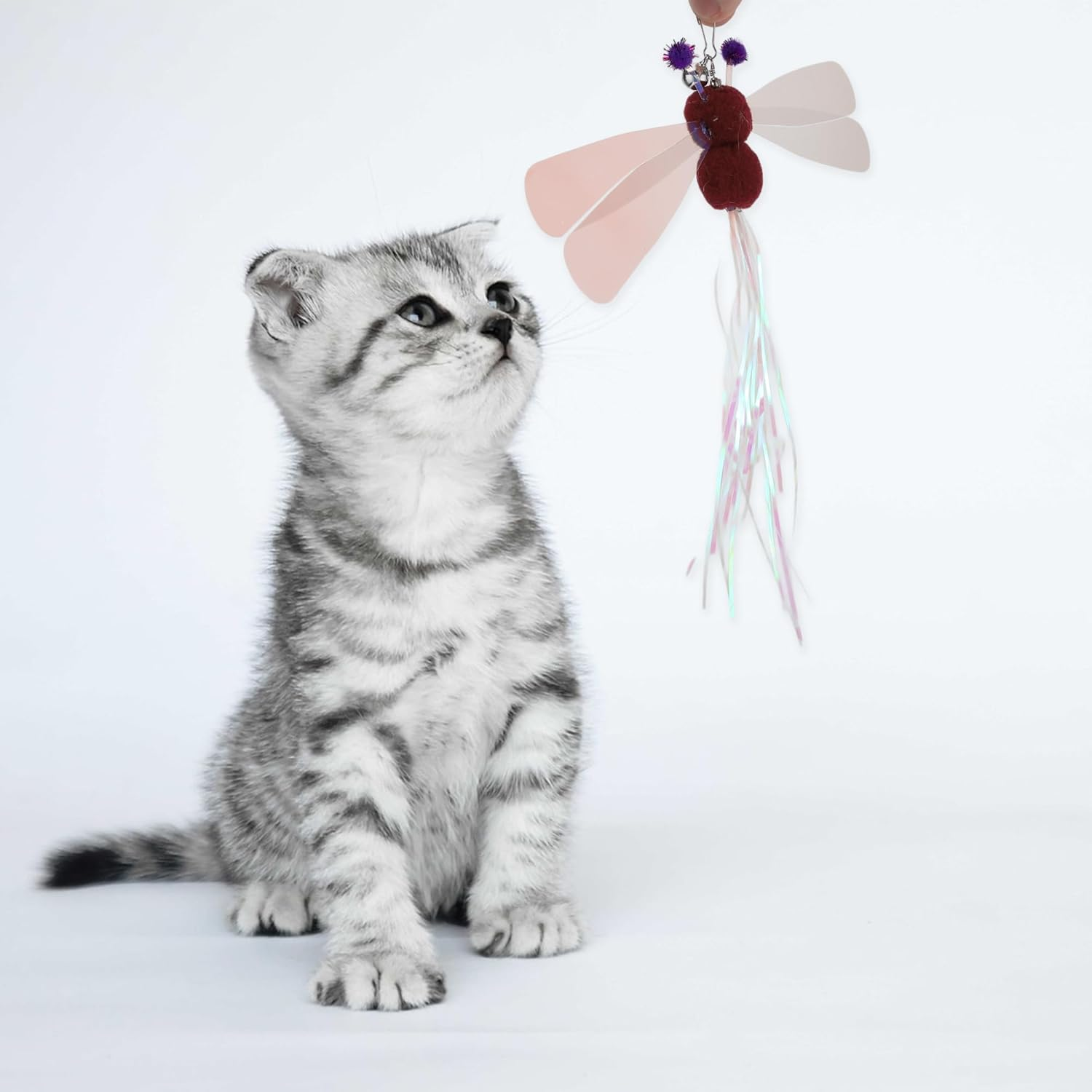 CAPASTEC Pack of 2 Cat Wand Replacement for Pet Interactive, Red, Dragonfly