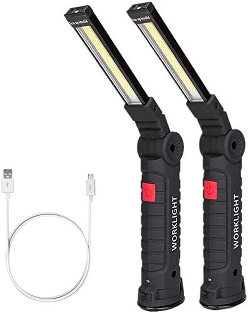 Lebote LED Work Light, COB Rechargeable with Magnetic Base, 360&deg; Rotate, 5 Light Modes, Portable for Car Repair, Household & Emergency Use (2 Pack, Large) image number 1