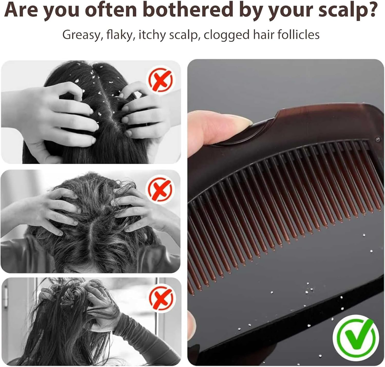 Hollow Comb Temperate Hair Care Comb Hair Brush Detangling Hair Comb Exfoliating Comb for All Hair Types and Populations Promotes Healthy Scalp and Shiny Hair - Brown image number 2