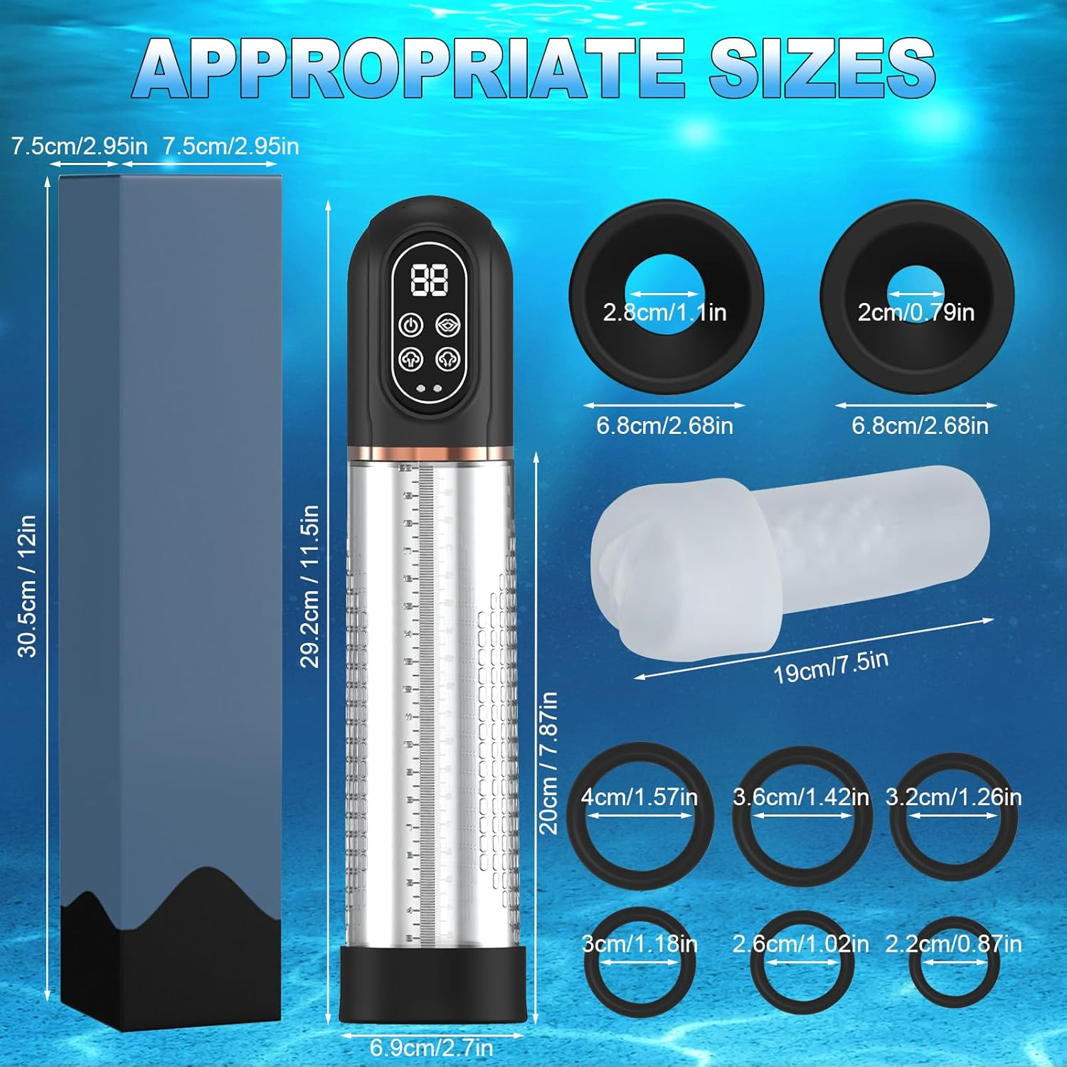 Electric Penis Pump Male Masturbators, Air Water Pump with 4 Pressure & 3 Training Modes, 3 in 1 Waterproof Automatic Vacuum Penis Enlarger, with 6 Penis Rings, Sex Toys for Men Shower, Bathtub & Pool image number 6