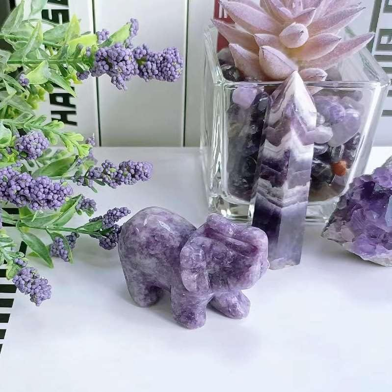 LAIDANLA 2Inch Amethyst Elephant Statue Healing Polished Cute Crystal Natural Gemstone Home Room Office Desk Kitchen Decoration Figurine Gifts Mental Energy image number 3