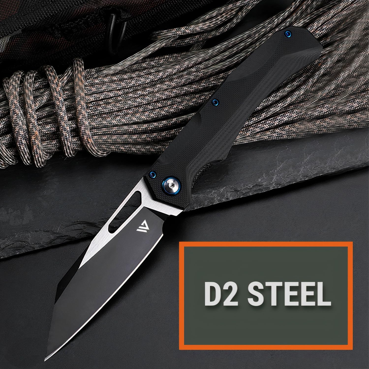 Wilora EDC Folding Knife - D2 Steel Blade with Nylon Sheath and Pocket Clip, Ideal for Camping, Hunting, and Everyday Use image number 1