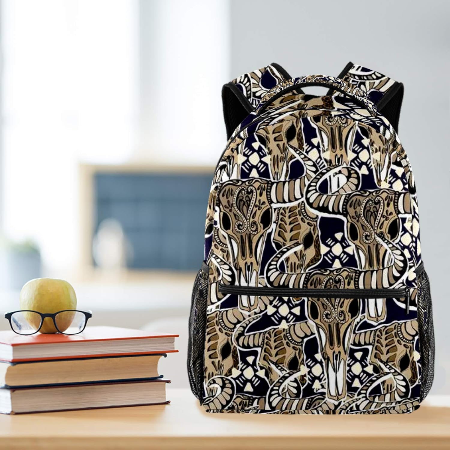 Students Backpack Buffalo Skulls Casual Backpack for Girls and Boys Bookbag School Bag Travel Daypack image number 2