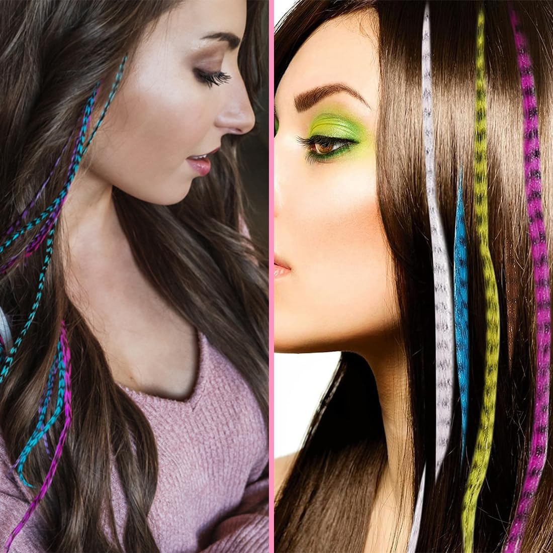 VIVIIHOO Clip-In Hair Extensions, 52 Pieces, Colourful Clip-In Extensions for Girls and Women - Synthetic Fibre, Perfect for Parties, Halloween, Daily Life & Gifts image number 2